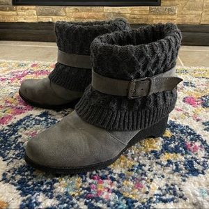 Muk Luks gray sweater boots